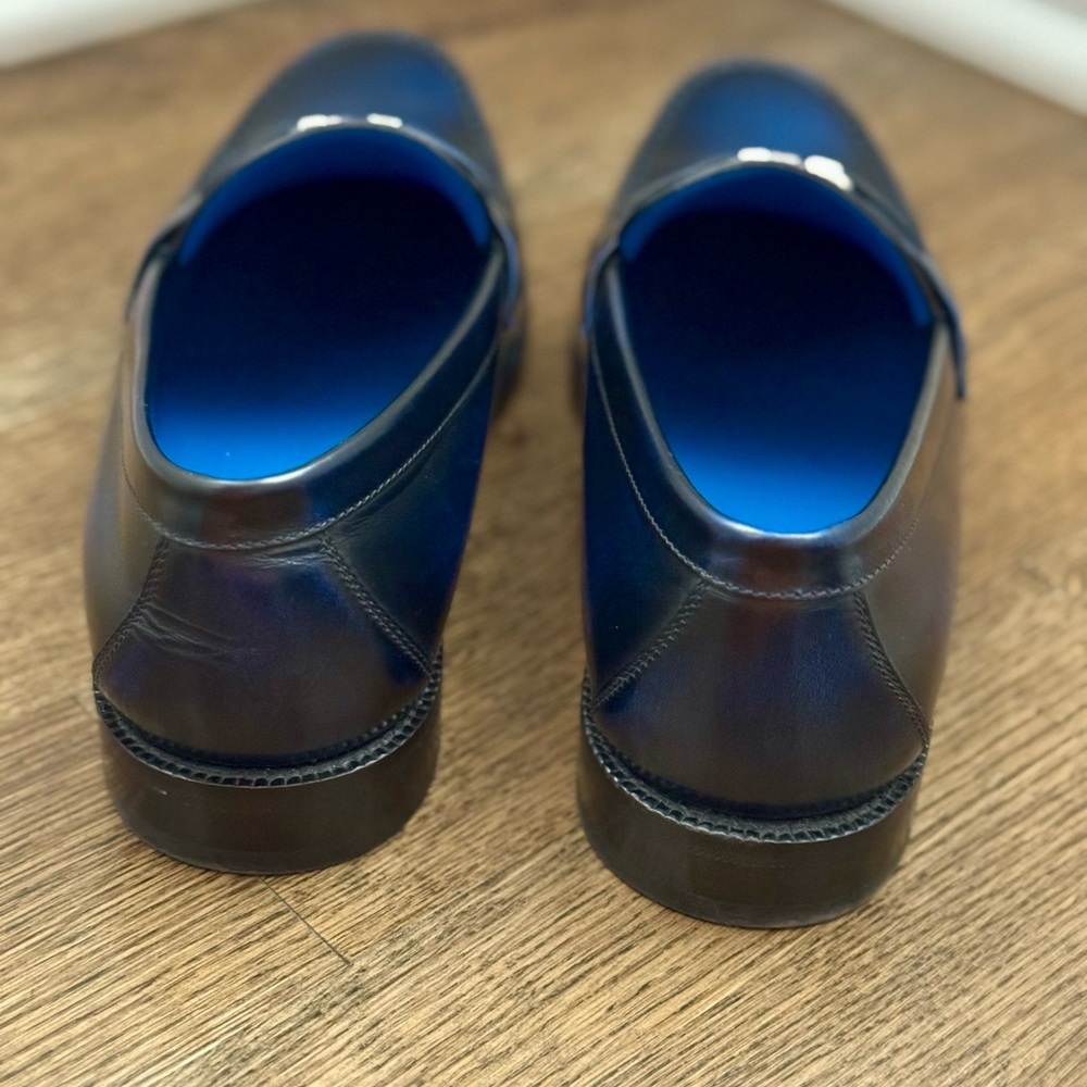 Louis Vuitton Deep Blue Leather Slip-Ons - Picture 6 of 12